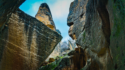 Ape like rock formation if you look closely on the right side at Gobustan national park in Azerbaijan