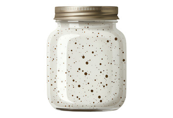 White Glass Jar with Brown Speckles, Transparent Background, 3D Realism Design Element