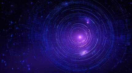 Cyborg Circle Matrix: Blue Purple Sci-Fi Digital Dreamscape - Ethereal Tech Abstract Background
