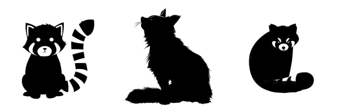 The cartoon character of a red panda is set against a white background in silhouette form