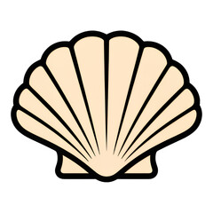 White Shell Icon with Transparent Background, Minimalist Graphic for Web Design