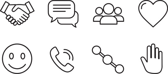 Human Interaction Line Icons Set