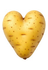 Yellow Heart-Shaped Potato with Brown Spots, Transparent Background, Rustic Farmhouse Graphic