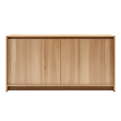 modern wooden cabinet with two doors and  sleek design isolated on white background