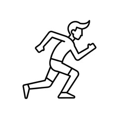 Dynamic running silhouette icon with dynamic motion lines isolated on white background