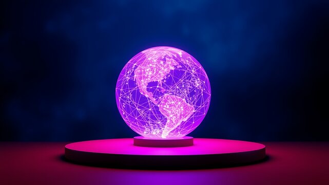 Glowing digital globe with interconnected lines earth technology