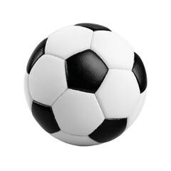 3D rendered soccer ball, realistic texture, black and white panels, isolated on white background . PNG