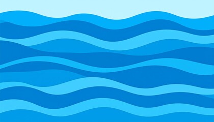 Fototapeta premium Stylized Ocean Waves Illustration with Varied Blue Hues for Backgrounds
