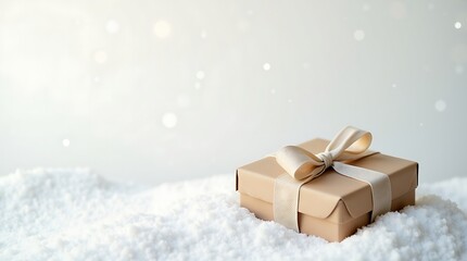 Snowy Gift Box Flatlay in Soft Neutrals