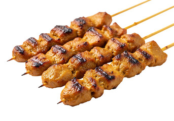 Close-up of grilled skewers of meat.