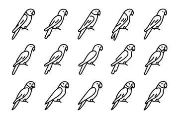 Parrot Icons Composition: A minimalistic composition featuring a series of parrot icons arranged in a visually appealing pattern.
