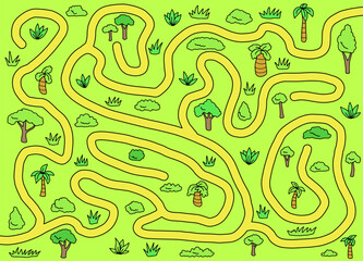 Jungle maze graphic color sketch top aerial view illustration vector