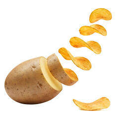 potato chips isolated on white background