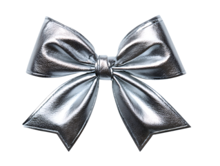 Shiny silver bow for festive gift decorations aga