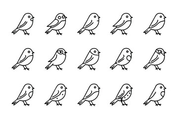 Avian Array: An artistic collection of delicate bird line art, elegantly arranged, showcasing the grace of avian forms.