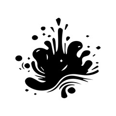 Bold black abstract splash shape, ideal for modern design elements, liquid art, paint effects, or creative decoration use.