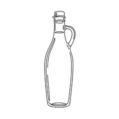 Black and white line drawing of a tall glass bottle with a handle and stopper, illustrated in a clean and minimalist style.
