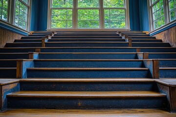 Interior view of an antique tiered seating area