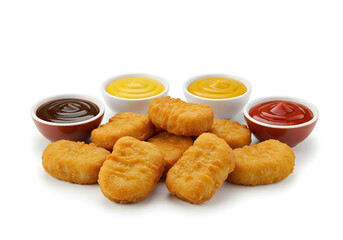 Chicken Nuggets with Assorted Dipping Sauces | Fast Food Meal for Kids Menu, Snack Food Photography for Advertising