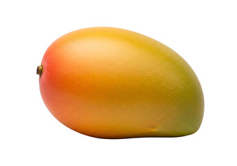 Single ripe mango on a black background.