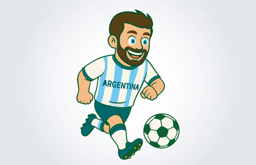 Argentina Soccer or Footbll Player Mascot Cartoon Character Template