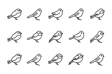 Bird Illustration Collection: A curated collection of delightful bird illustrations, each bird rendered in a minimalist, clean style, perfect for various creative projects.