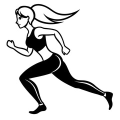 Minimalist Jogging Woman Silhouette  High-Quality Vector for Fitness Ad, Sport Branding, and Gym