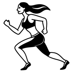 Fototapeta premium Minimalist Jogging Woman Silhouette High-Quality Vector for Fitness Ad, Sport Branding, and Gym