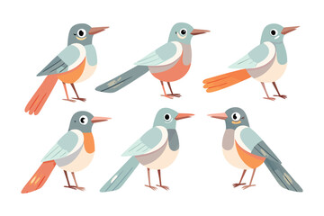 Colorful Bird Collection: A delightful array of illustrated birds in vibrant colors, perched elegantly and ready to take flight, perfect for any artistic project or decorative need.