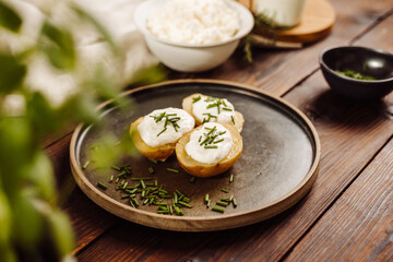 Cooked potatoes with creamy sauce