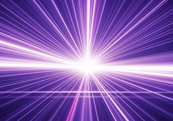 Experience a stunning purple light burst with radiant lines converging into a bright focal point, perfect for futuristic designs and energetic backgrounds