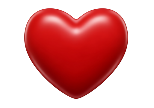A glossy, vibrant red heart shape on a black background.