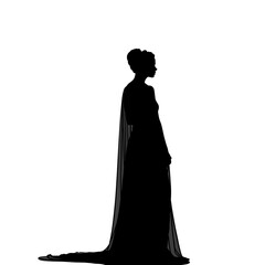Silhouette model draped in sheer fabric, minimalist black and white art