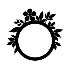 Obraz premium Floral-engraved ring silhouette with initials, nature-inspired commitment