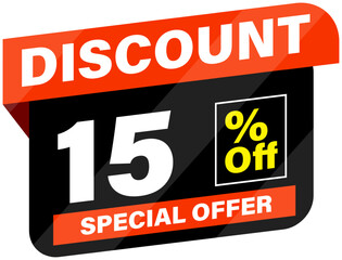 15 percent off special offer discount label, Vector illustration