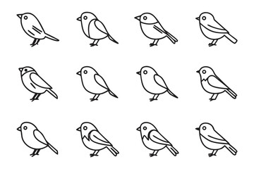 Feathered Friends: A charming collection of stylized birds, each delicately outlined with elegant simplicity, ready to take flight, offering an artistic touch for a variety of design projects.