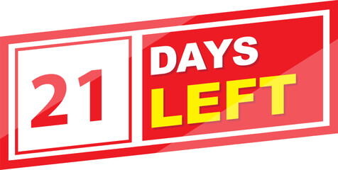 Fototapeta premium Vector label 21 days left illustration