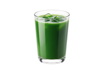 Green juice in a glass with ice.