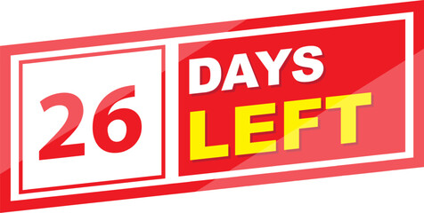 Vector label 26 days left illustration