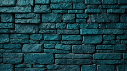 Fototapeta premium Turquoise Blue Stone Wall Texture Background - Rustic Rock Masonry for Strength and Stability