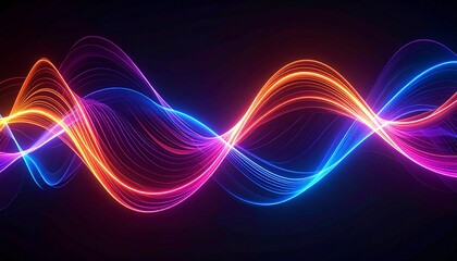 Digital wallpaper with neon abstract waves