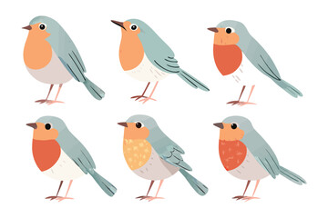 Charming Bird Collection: An adorable collection of illustrations showcasing the vibrant plumage and distinctive features of the cheerful bird, adding a touch of whimsy to any project.