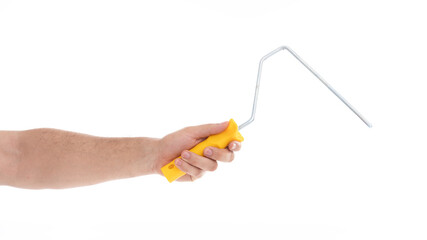 Hand with paint roller for home improvement
