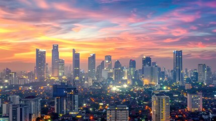 Fototapeta premium City skyline sunset