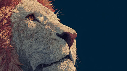 Pixel art lion head profile, detailed with bold color blocks, HD realistic