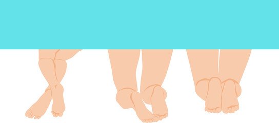プールサイドで足を投げ出すイラスト