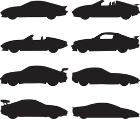 Sports car silhouettes sports cars coupes