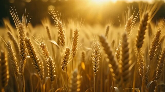 golden wheat field at golden hour