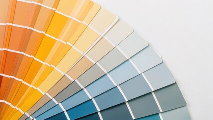 Fan of paint swatches showing warm to cool color transitions