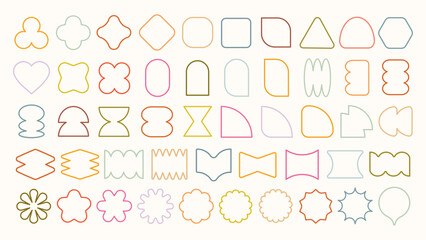 Pastel vectors. Colorful geometric shapes in various forms: circles, squares, triangles. Bright geometric patterns, abstract shapes, colorful designs, geometric art. Pastel elements, vector set.